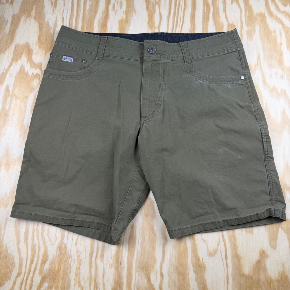 Kuhl Free Ryde Shorts Mens 36 Olive Green Vintage Patina Dye Hiking Outdoor
